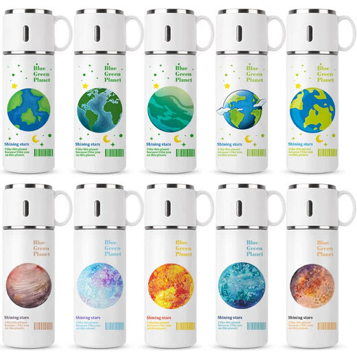 Thermomètre Blue Earth Blue Chengliu Small Fresh Literary Water Cup Original Niche Design With Cup Lid 316 acier inoxydable 316 Matériau 420ML CUD CAN CUP BW7027 PLANET