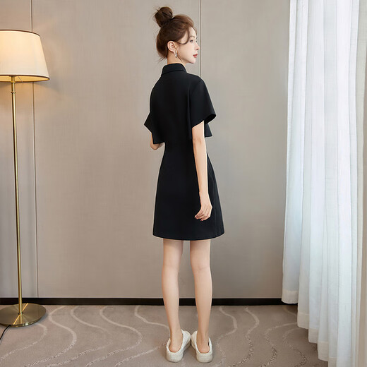 丝柏舍新中式连衣裙2025夏装新款女装翻领流苏盘扣收腰短裙