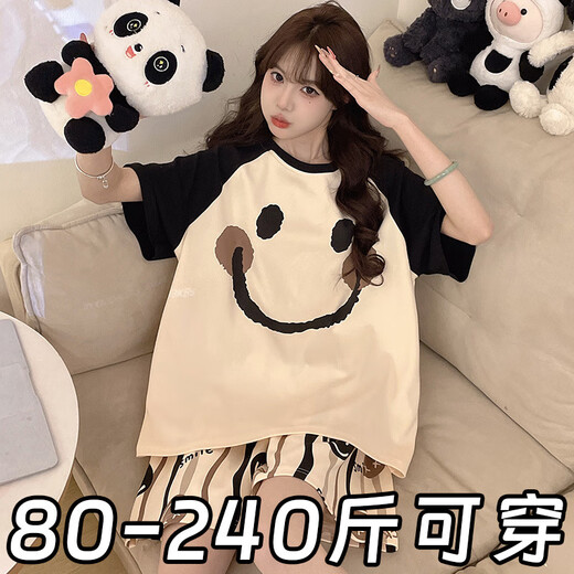 Heyu Summer Pyjamas Frauen kurzärmelige Shorts Großer Größe Süßes Cartoon Loose Ins Schlafsaal Schüler gedrucktem Hausbekleidungsset 695 Jumping Dog [Kurzärärmel-Shorts] M [80-90jin [Jin gleich 0,5 kg]]]