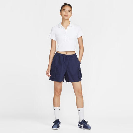 Nike (Nike) Sportswear Damen Kurzarm Rippes Revers T-Shirt IM3393-100 L