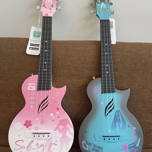 enyaNova U初音未来联名碳纤维儿童小吉他初学者尤克里里 蓝色[+可水洗原装琴包]