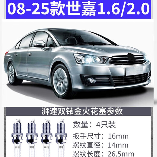 Paisu 08-25 Citroen SEGA 1.6 2.0 Bujías de bujías adaptadas con fábrica con boquillas de fuego de automóvil de Iridium 4 9904
