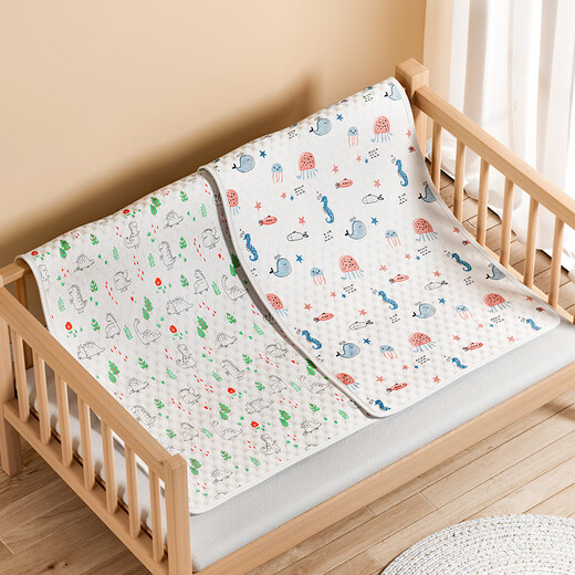 Nomian baby diaper pad, washable baby changing table, children's pure cotton nursing mattress, Nomian waterproof washable aunt pad, colorful ocean 68*100+little dinosaur 50*70, one size fits all