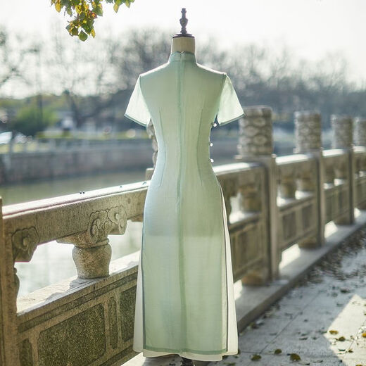 VJWK夏季绿色改良新旗袍改良旗袍2025年新款夏季年轻款气质高端少女连 9276 M