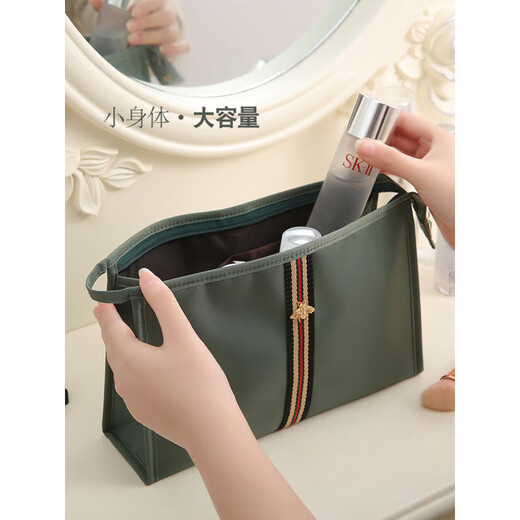 XMSJ Japanese imported quality cosmetic bag women's small portable handheld 2025 new travel skin care product storage bag pencil bag pink-square large size