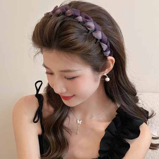 Idel hairband female Internet celebrity 2025 new high-end hairband high skull face wash headband pressure hairpin summer hair bundle headdress F3426 elegant purple hairband