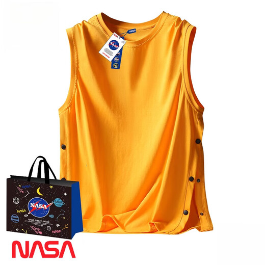 
NASAWASSUP official genuine breasted sleeveless vest men's summer ins trendy brand pure cotton casual sports fitness vest short-sleeved T-shirt dark gray [co-branded authentic] gift bag 2XL recommended [145-160Jin [Jin equals 0.5 kg]]