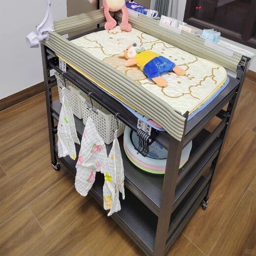 昙蓓漫换尿布操作台尿布台置物架可移动婴儿护理台洗澡按摩多功能儿童换 白色三层-高80cm【可移动喂养台】 长 50cm宽 30cm