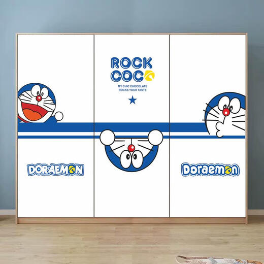 三栖虎哆啦A梦儿童卧室门贴纸整张自粘卡通装饰贴画衣柜翻新壁纸墙纸 MT-3884 特大