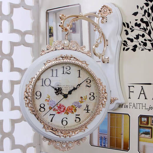 CLCEY24 double-sided wall clock living room fashion European creative clock two-sided quartz clock modern simple and fashionable 9889 wood color other