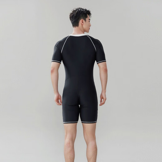 Chaosihui new men's swimsuit one-piece short-sleeved wetsuit sun protection quick-drying jellyfish suit snorkeling sports fitness suit summer 9099 one-piece swimsuit XL 110-125Jin Jin equals 0.5 kg