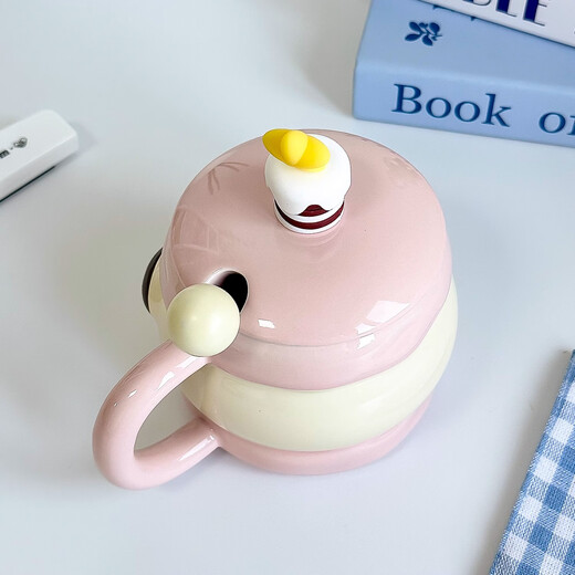 Bo Naling high-looking mug, cute girly heart birthday gift for best friend, ceramic water cup, creative and practical gift, piggy sandwich, portable box