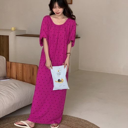 Gtyuwvg Long Cotton Silk Nightgown New Summer Style Style Lazy Fashionable Polka Dragon Dragon Fruit Couleur de poche Robe de ceinture 8805-BAICO TEA