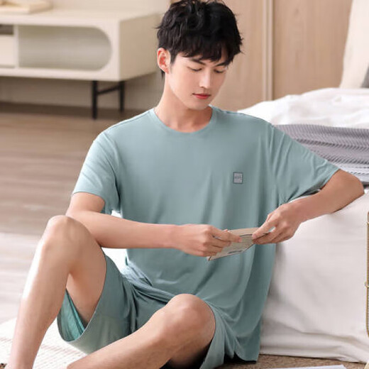 Sangpu Été décontracté grande taille pyjamas pour hommes à manches courtes de grande taille peut être porté à l'extérieur pour les jeunes étudiants enracinement des vêtements à la maison HDE9928 [Coton] M