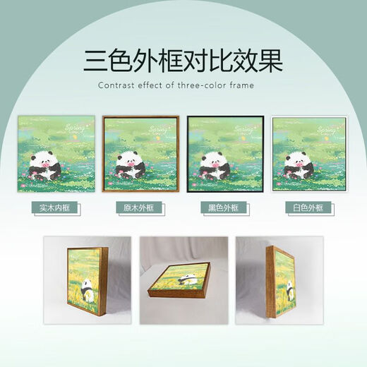 熊猫花花diy填充涂色手工手绘涂鸦卡通丙烯油彩画装饰画 hy3888 60*60cm加厚实木内框