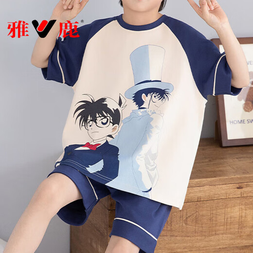 Yalu Little Milk Dragon Kinderpyjamas Junge Kurzschläfe reine Baumwolle Sommer dünne Jungen Cartoon mittelgroße Kinder Klimaanzug Anzug Set [reine Baumwolle] 693 Chinchilla M 100c 8 Größe Größe 90-103 Gewicht 30jin [Jin gleich 0,5 kg]