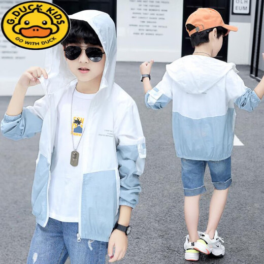 G.DUCKKIDS boys' sun protection clothing 2025 new medium and large children's light and breathable sun protection clothing children's anti-UV summer coat trendy green UPF50+ 140 recommended height 130-140cm age 8-9 years old