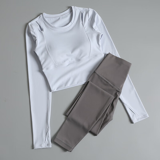 LULU Flagship Store 2025 New Yoga Wear Suit Women's Autumn and Winter Style Pilates Training Fitness Long-Sleeved Sports Top Cheese Yellow + Green Rock Gray XL