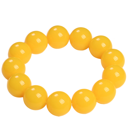 Quality second generation beeswax chicken fat yellow bracelet, Baltic pure yellow single circle amber round bead old bracelet, bead diameter 25mm, 10 beads for car selection