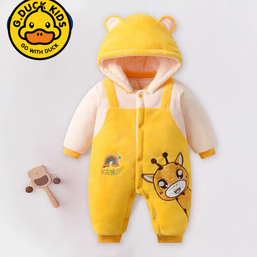 G. DUCKKIDS婴儿连体棉服秋冬新款可爱卡通新生宝宝加绒加厚带帽耐脏保暖衣 TY9732红色福气龙  儿童节礼物 100cm【25-32斤】