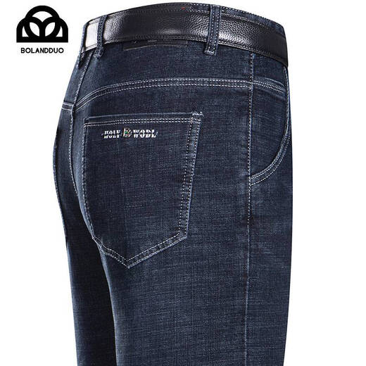 Jeep Spirit Jeep Spring and Summer Min Cotton Jeans Business d'âge moyen masculin Straight Size Casual Foot Dad Breathable Long 3891 Zhonglan Thin Style 35 [2 pieds 8]