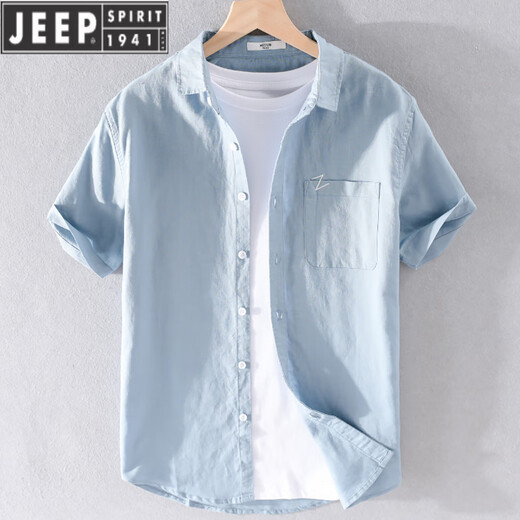 Jeep Spirit Herrenlinie Line Revers Kurzarm T-Shirt Lose Hemd Kragen Top Kleidung mit LED T-Cotton Line T-Shirt Line Sommer 9711 Weiß 3xl