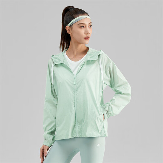 斯凯奇Skechers防紫外线连帽休闲运动外套女速干防晒衣凉感上衣官方旗舰 港灰色 M
