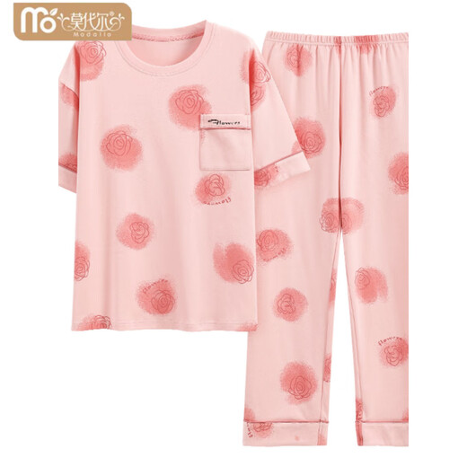 Victoria's Style Pyjama für Frauen im Sommer Baumwolle kurzärmelige Hosen für dünne, komfortable reine Baumwollsommer-Sommer-Frauen-Heimkleidung können außerhalb von Anzug YZT9711 Short.Sleeved Long.Trouser M 80-100jin [Jin gleich 0,5 kg]
