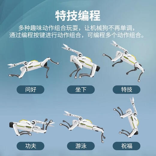 2025新款机器狗仿生机器人高科技ai电动智能玩具狗语音儿童玩具六 AI仿生机器狗-基础款【12互动指 【双电续航约60分钟】遥控电池+
