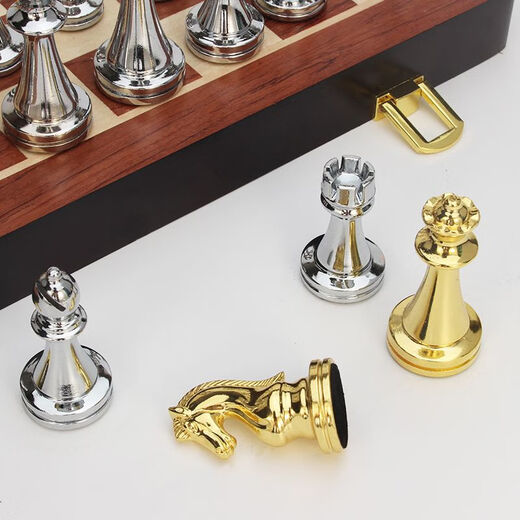 厂家象棋套装折叠棋盘礼品棋子儿童chess西洋棋 39.5*19.5*7cm 6630碳纤维/金银王高7.8cm