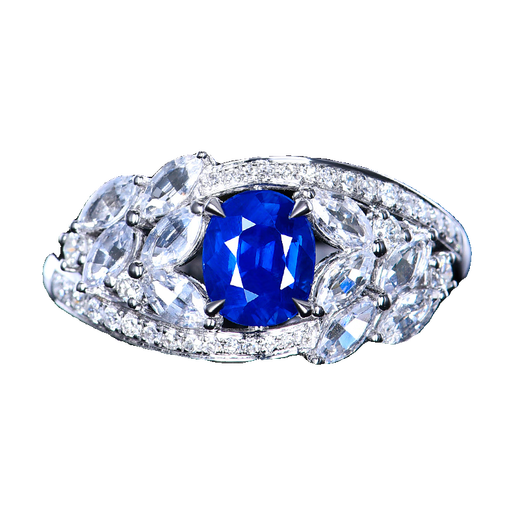 HEEKAIYI Royal Sapphire Ring Women's 18K Diamond Ring Luxurious Chinese Valentine's Day Birthday Gift for Wife and Girlfriend <Supports Customization> 0.9 carat The ring can be changed, please contact customer service