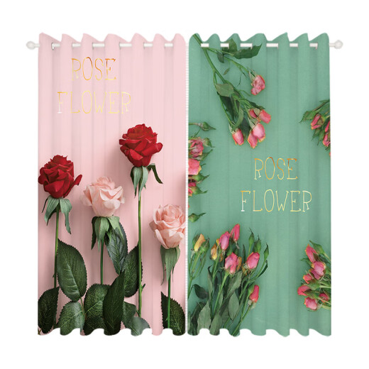 CLCEYOUOT Custom Curtains Modern American Nordic Flowers Rose Flowers Little Girl Princess Room Bedroom Living Room B1049 Cloth-Hook width 1 meter price/How many meters do you want to take a photo