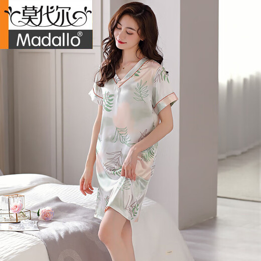Modal Nightgown For Women Ice Ice Silk Silk Pyjamas à manches courtes Mère 2025 Nouvelle robe de soie d'imitation mince d'été 9929 M [Recommandé 80-100jin [Jin est égal à 0,5 kg]]]