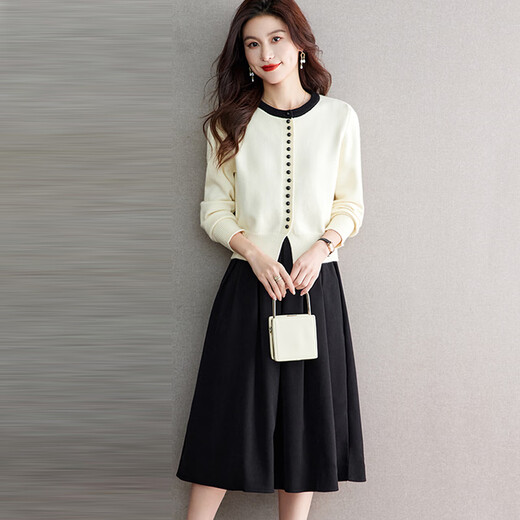 Robe de marque haut de gamme de luxe ehangy pour les femmes 2025 Automne Nouvelle jupe de veste courte à la mode haut de gamme blanche S 85-95jin [Jin est égal à 0,5 kg]