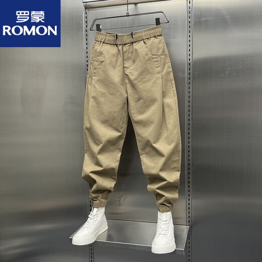 Romon Herbst Herrenhose Neue Stil trendy losen vielseitigen Bindungen für junge Khaki -Arbeitskleidung Casual Hosen trendy militärisches grünes Gewicht 125.140jin [Jin entspricht 0,5 kg]