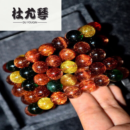 Du Youqin Colorful Hair Crystal Bracelet Fulu Shou Crystal Bracelet Blonde Crystal Red Green Cat Eye 520 Valentine's Day Birthday Gift Light Green H3271 105mm