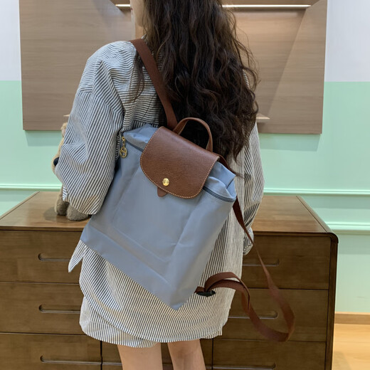 Longchamp (Longchamp) Doppelter Schulterdrache Crow Rucksack Klassiker 1699 Neue faltbare Reisetasche offizielle echte Größe: 26 11 x 37 cm