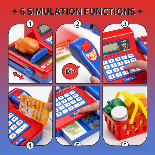 Kindersimulation Supermarkt Registrierkasse Spiel Spielzeug für Spielzeug Convenience -Store Scan -Kartenregistrierung 6173 Registrierkasse