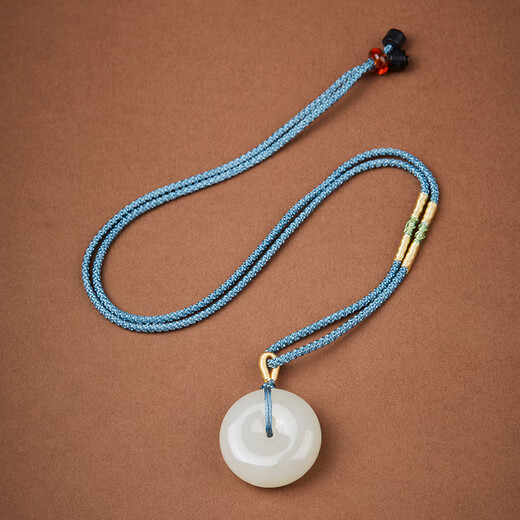 Colorful Yunnan Hotan Jade Peace Buckle Pendant Blue and White Jade Pendant Men and Women Couple Jade Pendant Jade Pendant Necklace Valentine's Day Gift