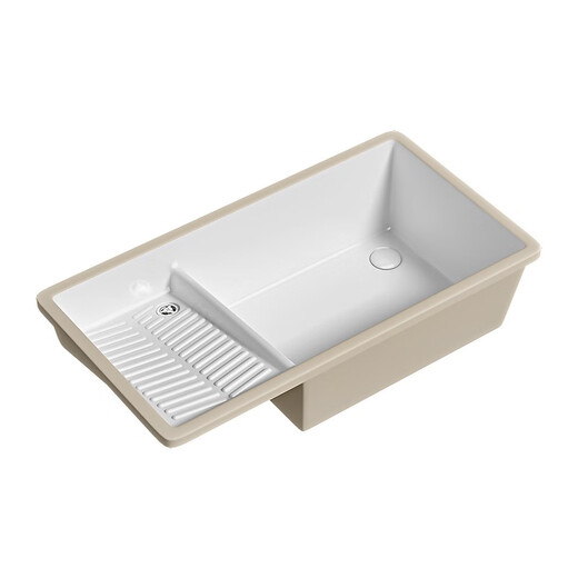 Jomoo Ceramic Undercounter Basin Waschbecken vertieft das Waschbecken mit großem Kapazität mit Waschbrettbecken Heckseite Unterwasser -Waschbecken 6231 Einzelbecken mit großem Durchmesser Abfluss