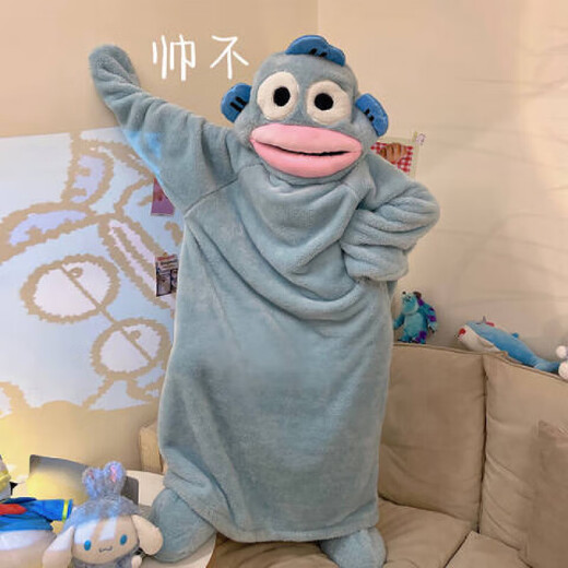 Tandian lustiges Paar einteiliger Pyjamas für Männer und Frauen im Herbst und Winter verdickte Korallenmerze Cartoon großer Schlafsack Plüsch Hauskleidung Einzelstücke Nachthemd 4840 Single Robe m