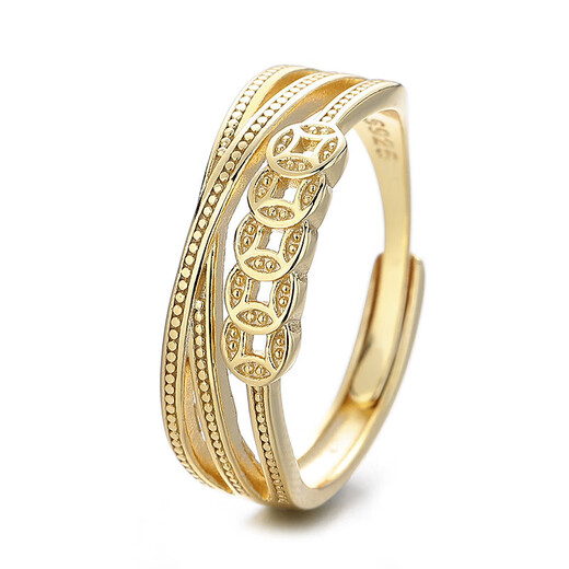 S925 sterling silver copper coin ring retro distressed ethnic style multi-layered winding ring index finger YJ267 distressed approximately 3.2 grams opening adjustable