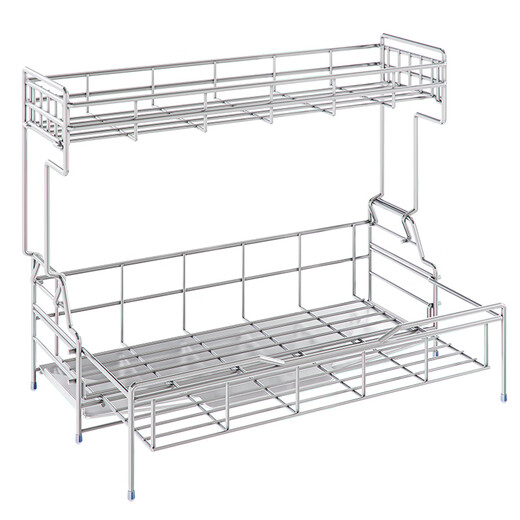 Jijian Space Kitchen Bowl Rack Drain Rack Countertop Multi-function Pool Place chopsticks Water Cup Storage Rack Tableware Bowl Dish Storage Rack M688 Small Single Layer Silver Gray 47CM No Pendant