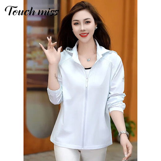 
Tachimis TOUCH MISS light luxury fashionable simple sun protection jacket for women 2025 summer new thin loose breathable casual and versatile sportswear milk apricot color L 80-105Jin [Jin equals 0.5 kg]