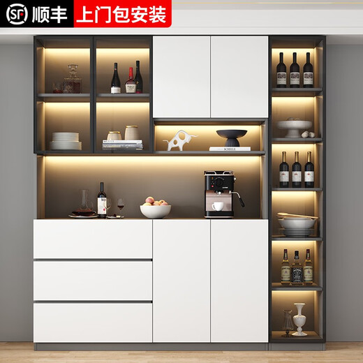 餐边柜靠墙一体储物柜现代简约轻奢客厅置物收纳柜酒柜家用茶水柜 款式14280*40*220顺丰安装