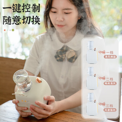 Meng Chunxiao douyin gleicher kreativer kleiner Fuchs Heuchidification Spray Kaltlüfter Home Desktop Handheld Small Fan 6624 kleines Monster Doppelspray kleiner Lüfter - Pink Regular Model