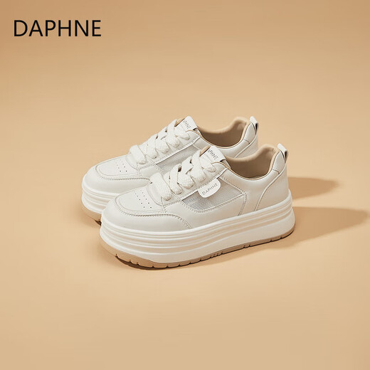 Daphne Daphne Summer Mesh Breatch Board Chaussures pour femmes 2025 Nouvelle hauteur de semelle épaisse Augmentation de 5 cm Small Sports Chaussures de Sports Off White 36