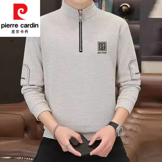 
Pierre cardin half-zipper sweatshirt for men in spring and autumn new casual trendy stand collar long-sleeved T-shirt for men versatile base shirt 6188 white M suggests 90-110Jin [Jin equals 0.5 kg]
