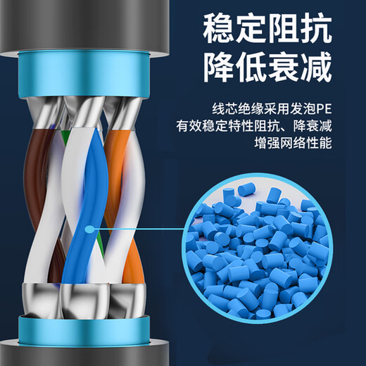 秋叶原（CHOSEAL）超六类网线万兆CAT6A高速双屏蔽纯铜工程装修家用宽带布线 超6类双屏蔽网线-灰色-QS6169A 100m