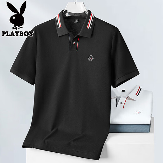 Camiseta de gran tamaño Playboy de alta gama Masina de algodón de algodón suelto de algodón de algodón suelto de algodón suelto más grasa más grasa de solapa más grande 3527 White XL Peso recomendado (135-155Jin [Jin es igual a 0,5 kg])